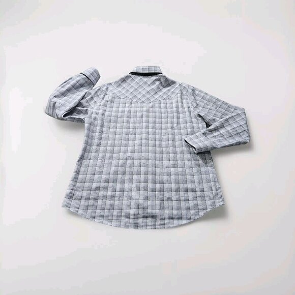 John Lennon Shirt Mens M Plaid Button Up LS Embroidery Hippie Boho Velvet Artsy - Picture 16 of 16